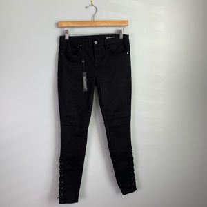 NWT BLANK NYC Black Skinny Jeans Lace Up Ankle. 26